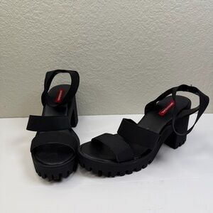 Union Bay Women’s Black Lucca Platform Chunky Block Heel Strappy Sandals Sz 8.5